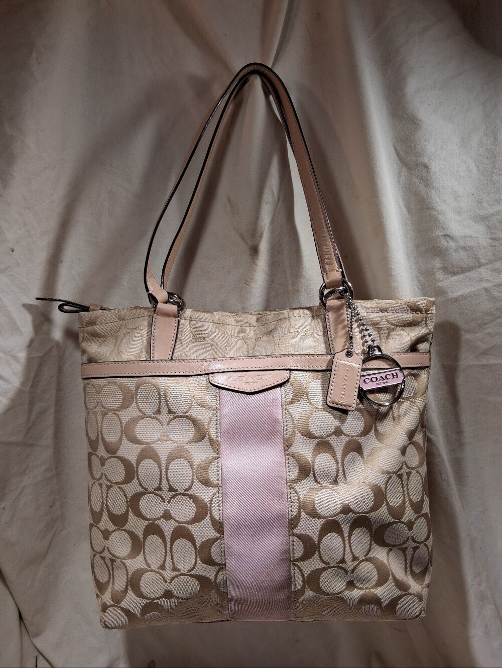 Coach signature stripe tote